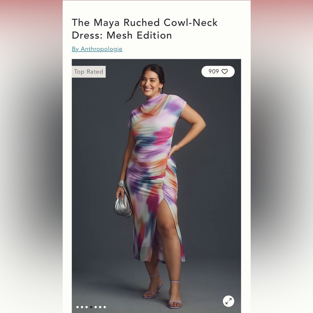 Anthropologie Maya Rushed Cowl - Neck Dress mesh edition 💙💜💖